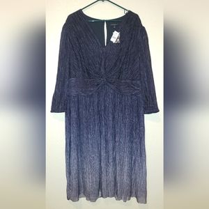 NWT Lane Bryant Long Sleeve Twisted Waist with V Neck Ombre Midi Dress, size 24